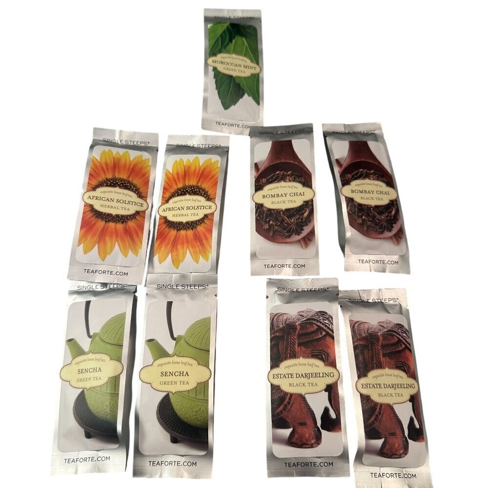 Tea Forte Pouches Single Steeps Loose Leaf Tea World Sampler Bombay Sealed